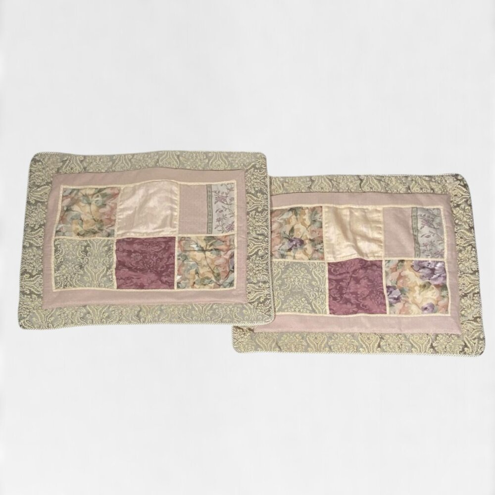 Croscill Standard Pillow Shams Caitlin Damask Floral Patchwork Covers Padded Set